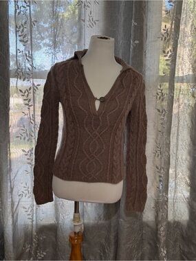 VINTAGE AMERICAN EAGLE ANGORA BLEND CABLE KNIT SWEATER size medium
